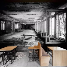 Пользовательские 3D фото обои креативное пространство черный и белый завод здание граффити Искусство Настенная живопись ресторан кафе Настенный декор