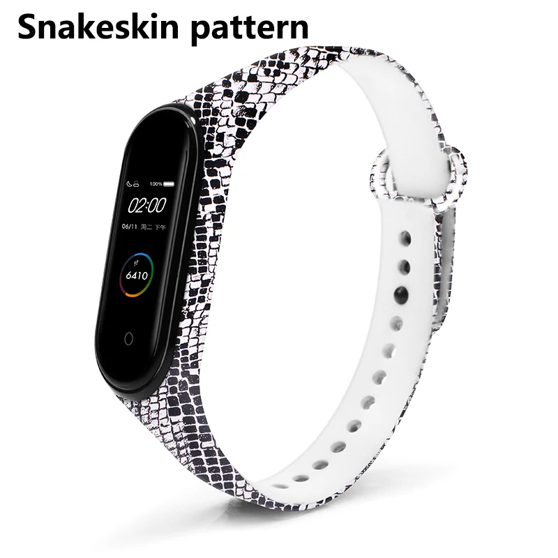 Snakeskin pattern BOORUI для xiaomi mi Band 4 ремешок силиконовый с цветочным принтом mi band NFC 4 ремешок mi band 4 аксессуары для xiaomi mi band 4 band - Цвет: Snakeskin pattern