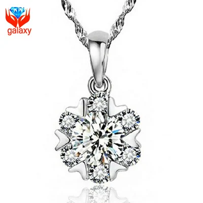 Sparkling Hearts and Arrows Cubic Zirconia Diamond Necklace Pendant 100 925 Sterling Silver Snow Flower Jewelry