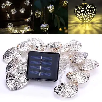 

3.6M 12 LED Heart Moroccan Fairy Solar String Lantern Light Lamp Garden