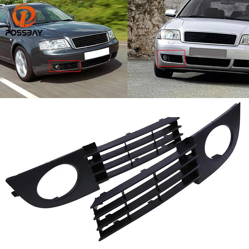 

POSSBAY Car Fog Light Lamp Cover Bumper Grille Grills for Audi A6 C5 Sedan/Avant 2002-2005 Facelift Car Cover Styling