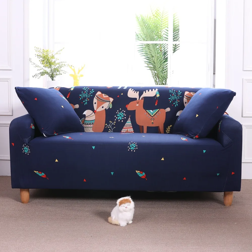 

Cartoon Animals Sectional Sofa Covers Elastic All-inclusive Polyester Stretch Slipcover Sofa Towel Sofa Cushion for living room29