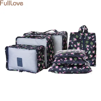 

7PCS/Set Flower Flamingo Printed Travel Storage Bags Underwear Bra Clothes Storage Waterproof Bag for Shoes Suitcase Organizer