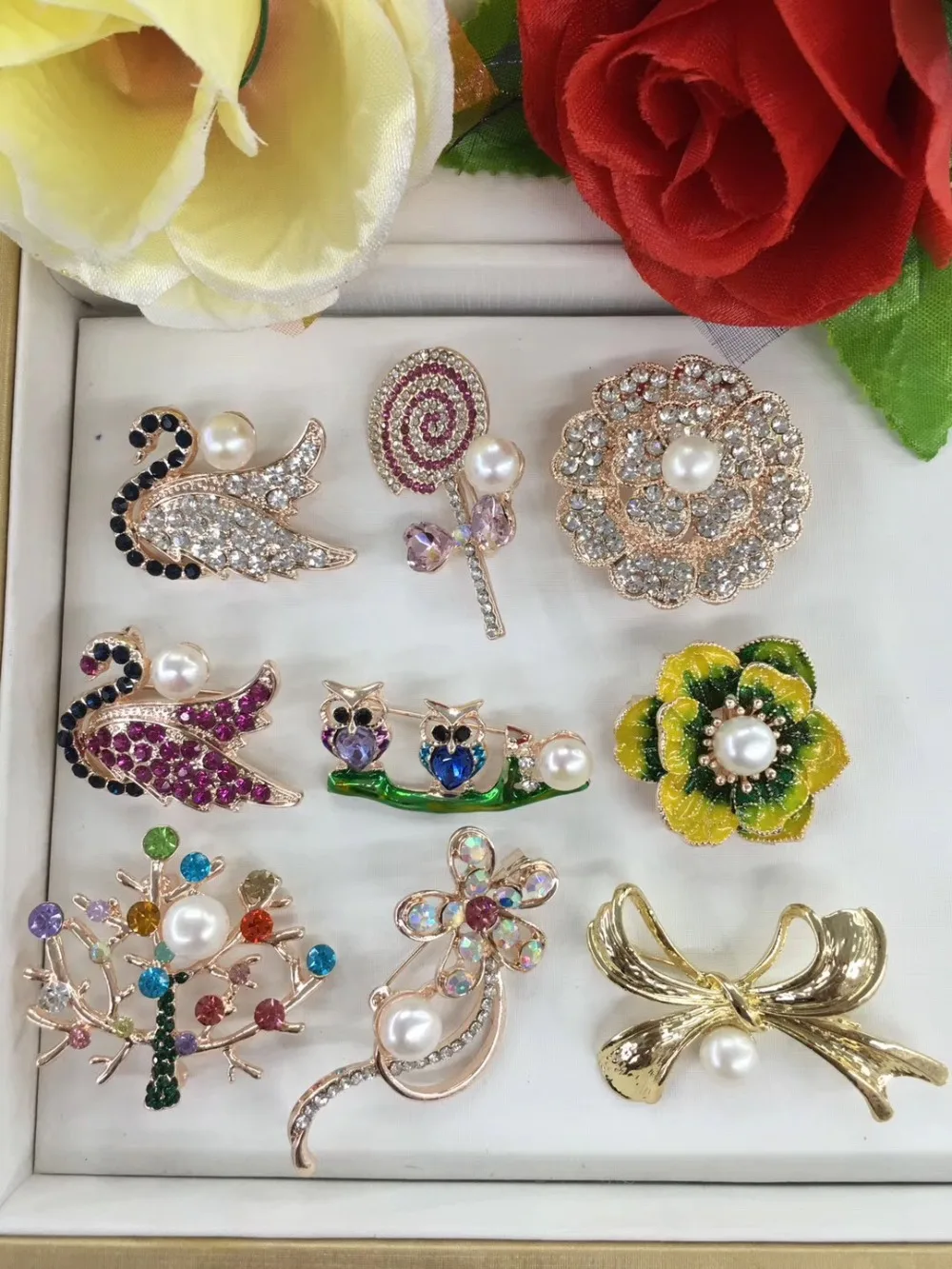 

HOT CHEAP PARTY JEWELRY GIFT Natural Freshwater Pearl Brooch Pins Fashion Beautiful Jewelry Accessory Charms, 10pcs/lot