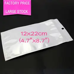 100 шт. 12x22 см (4.7 "х 8.7") белый полупрозрачный жемчуг Плёнки Ziplock мешок ясно спереди жемчужина Плёнки Пластик оригинальный Химическое