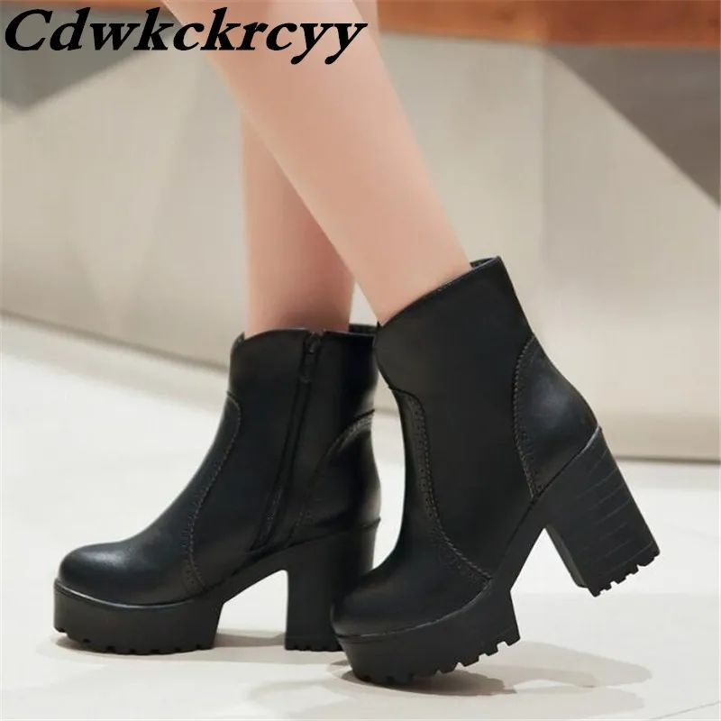 

Promotion product winter New pattern High-heeled Waterproof woman Short boots Minimalism temperament Martin boots plus size34-43