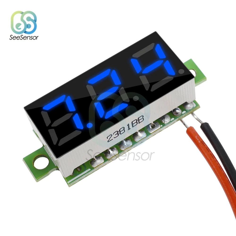 

0.28 Inch 2.5V-30V Mini Digital Voltmeter Voltage Tester Meter 2 Wire Blue LED Screen Electronic Parts Accessories