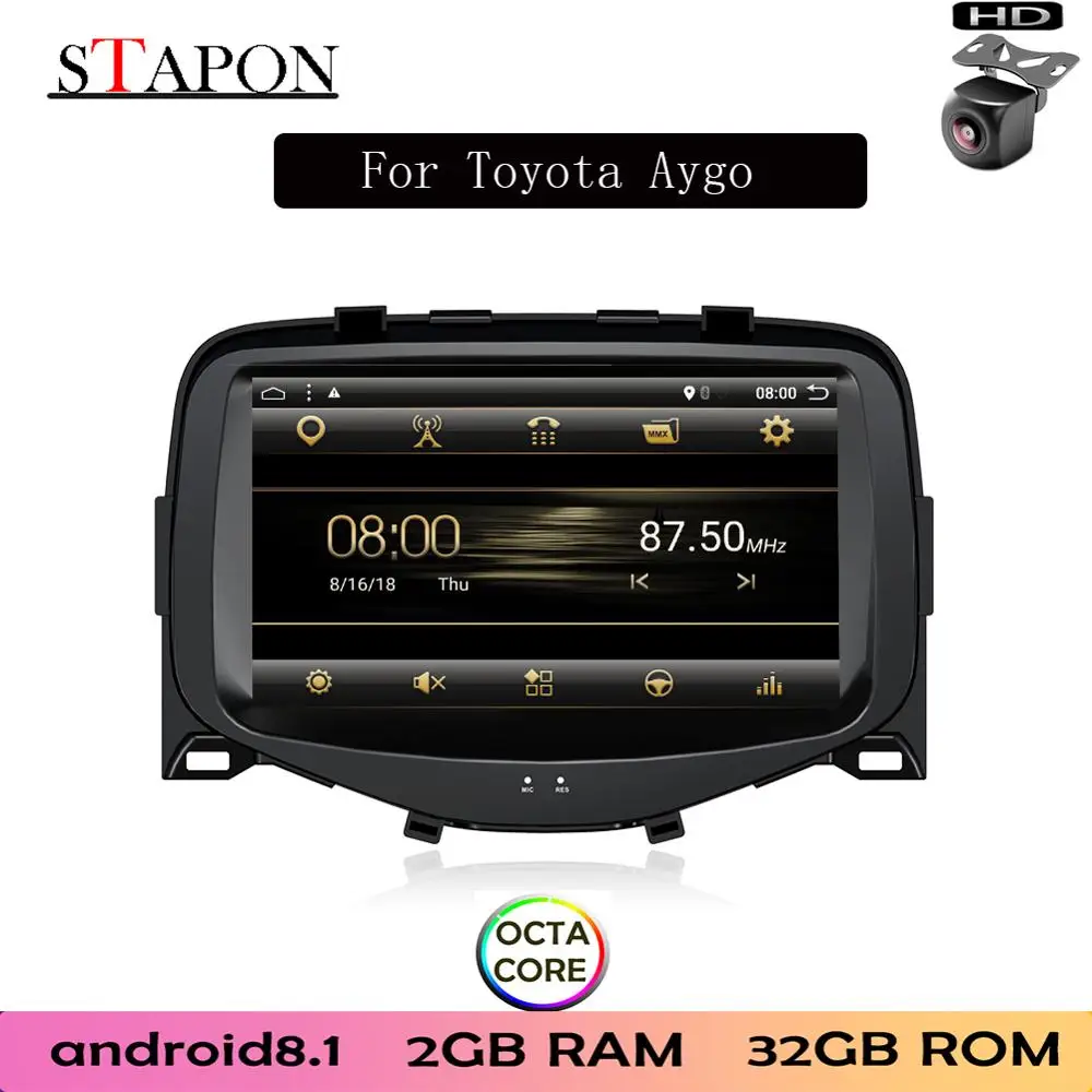 STAPON 9inch for Toyota Aygo 2015 Android 8.1 2GBRAM OCTA CORE Car DVD MP5 Multimedia Player with RDS | Автомобили и мотоциклы