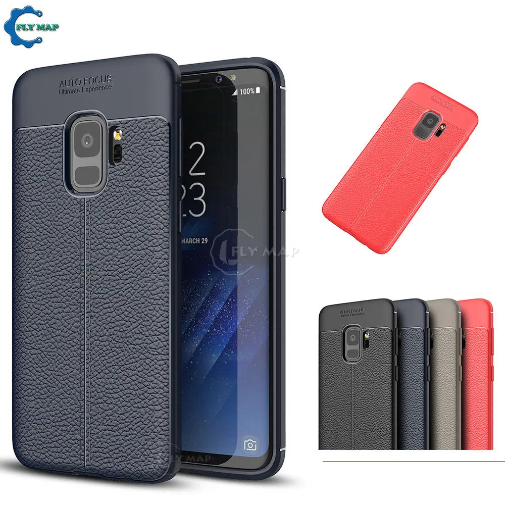 Мягкий чехол для Samsung Galaxy S9 S 9 Plus S9Plus G960F G965F личи кожаный силиконовый телефона