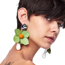 

JUJIA 6 colors Fashion women big flower design statement floral earrings for women jewelry flower earring
