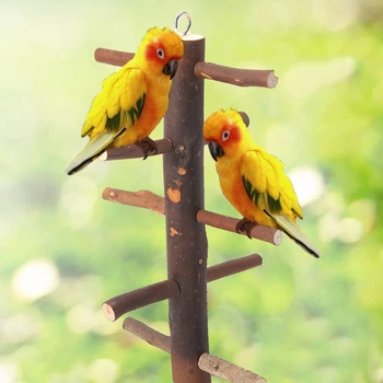 

Parrot Parakeet Birds Wooden Rotate Ladder Stand Play Toys Hamster Cage Climbing Pet Budgie Cage Toy Standing Frame Budgie
