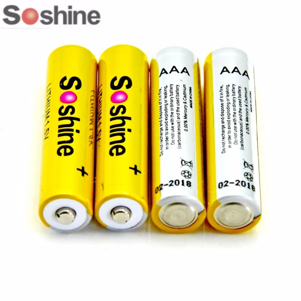 4 шт. Литиевые Батарейки Soshine AAA FR03 1 5 В 1200 мАч сверхнепрерывный разряд для камеры