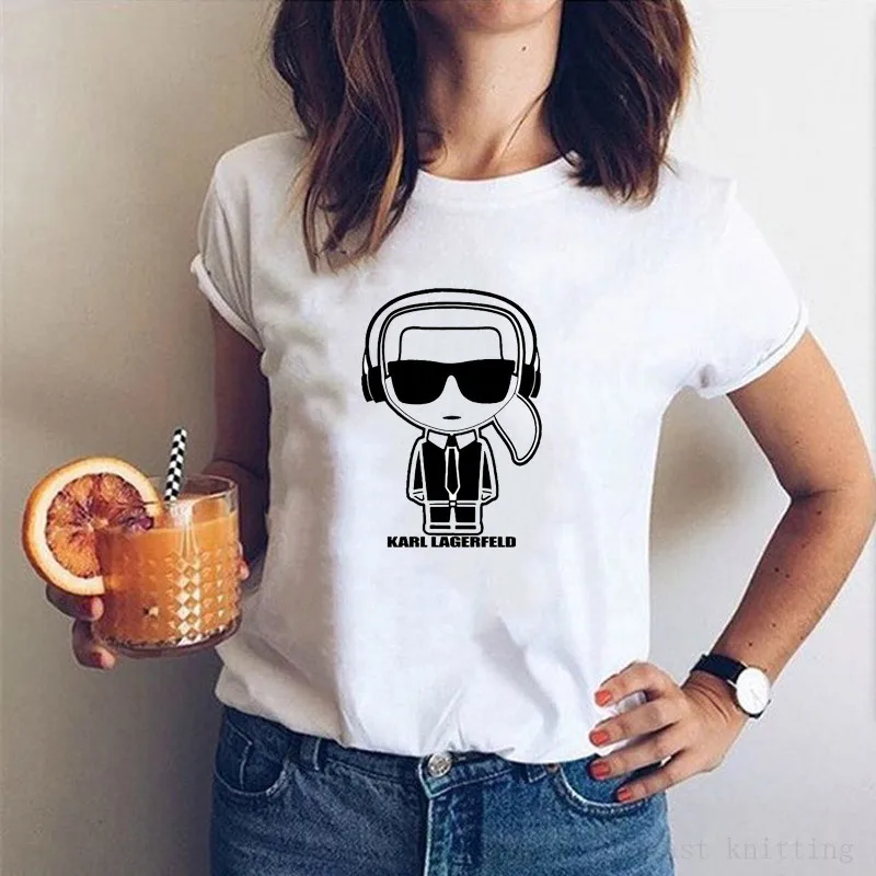 

Summer Karl Lagerfeld camisetas Print T shirt Fashion Newest Short Casual Tshirt Tees Fashion Tops Soft women shirts