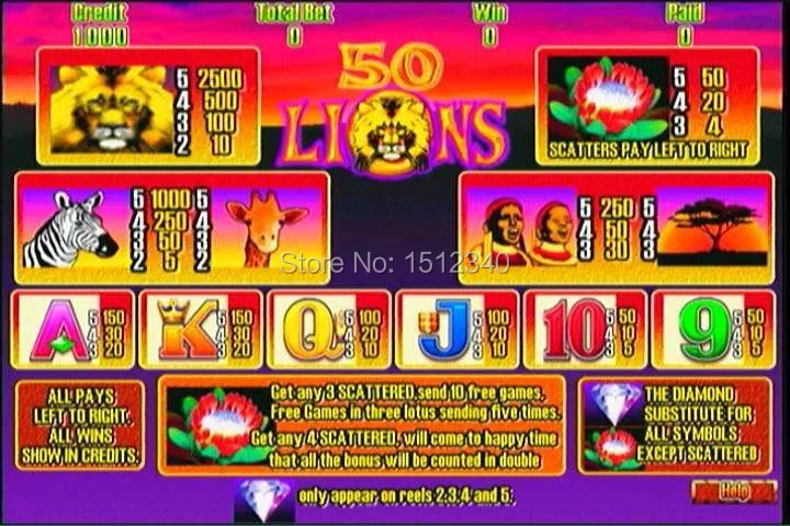 Aristocrat 50 Lions Game Board 50 Lines Casino Machine/casino Game ...