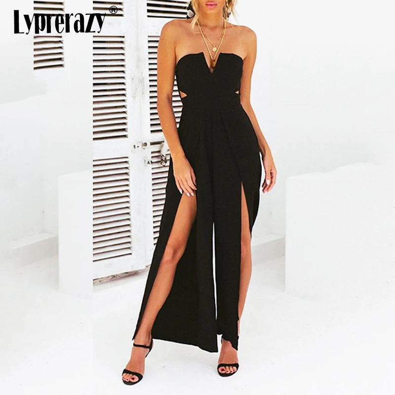 

Lyprerazy Fashion Wide Flare Leg Playsuit Summer Beach Loose Jumpsuit Women off shoulder Backless Long Jumpsuits