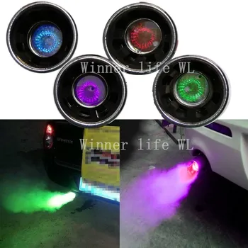 

New Catch Eyes End Pipe Inlet 70 mm Spray Fire Tubes Muffler With Light Universal Exhaust Tips Curved circular outlet 4 Colors