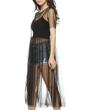1Pcs Women's Fashion Black Mesh Pleated Dress Short Sleeve O Neck Female Fashion Pleated Sexy Dresses plus embroidered mesh insert pleated sleeve bardot dress