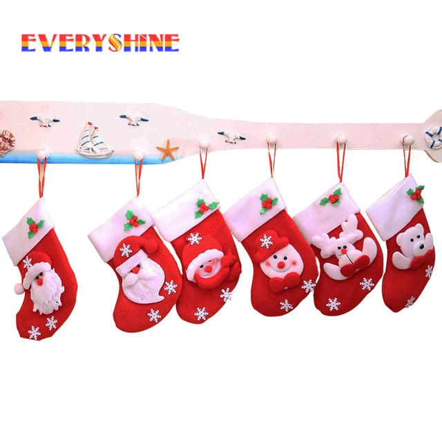 new year santa stockings 6pcslot christmas decoration candy bag children gifts bags christmas tree - Santa Stockings new year santa stockings 6pcslot christmas decoration candy bag children gifts bags christmas tree - Santa Stockings