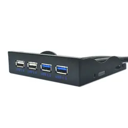 4 порта USB 2,0 + USB 3,0 дисковод гибких дисков спереди Панель 3,5 дюймов 19PIN/9 pin к высоким Скорость U3 + U2 разъем спереди Панель Bay USB Hub