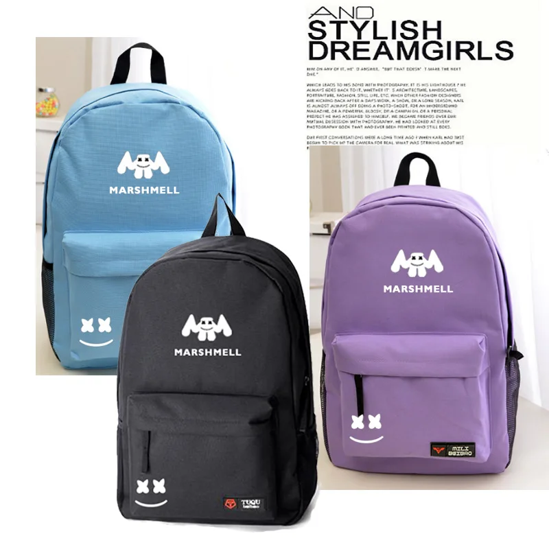 

Marshmallow New Fashion Design Student Backpack Solid Color Canvas Backpack Candy Color Large Capacity Travel Bag