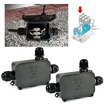 

IP66 Three-head Junction Box For Outdoor Portable Cable Junction Box Waterproof Black