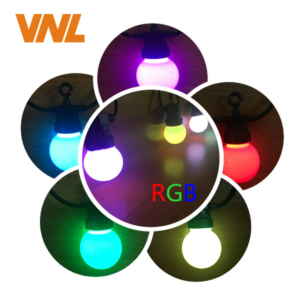 VNL IP65 RGB Глобус G50 молочная лампа струна Подключаемая наружная гирлянда для свадьбы рождественской вечеринки красочная гирлянда