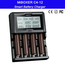 Miboxer C4-12 12A 4 слота ЖК-экран смарт-зарядное устройство для Li-ion/Ni-mh/Ni-Cd/LiFePO4 18650 14500 26650 AAA AA батареи