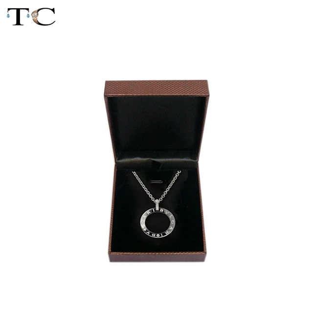 Coffee Leather Jewelry Gift Packaging Box Diamond Pendant Earrings Coffee Leather Jewelry Gift Packaging Box Diamond Pendant Earrings Bo Brown Velvet Insert Case