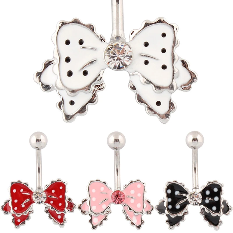 

Belly button rings cravat navel rings body piercing bow body jewelry Wholesale 14G Surgical Steel bar nickel-free Free Shipping