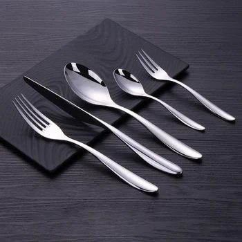 

5PC Western Cheap Flatware Knife Fork Spoon 18/10 Stainless Steel Travel Portable Tableware Restaurant Cutlery Set Food Service