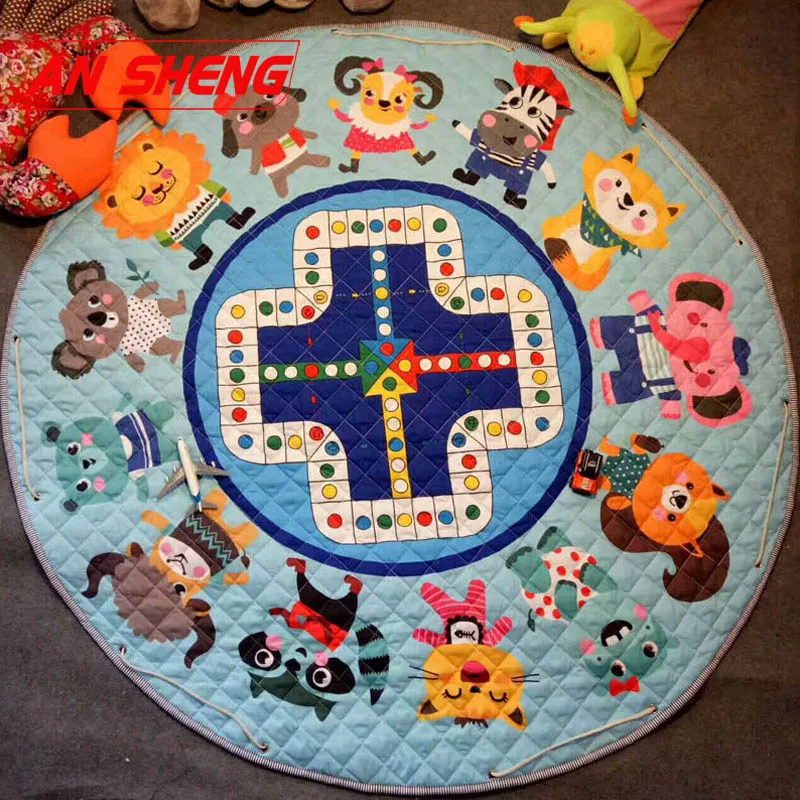 Новый детский игровой коврик с мультяшными животными Ludo круглый для хранения