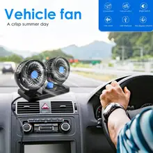 Dual Head Car Cooling Fan 360 All-Round Adjustable Low Noise Auto Cooler Fan of 12V Battery Model