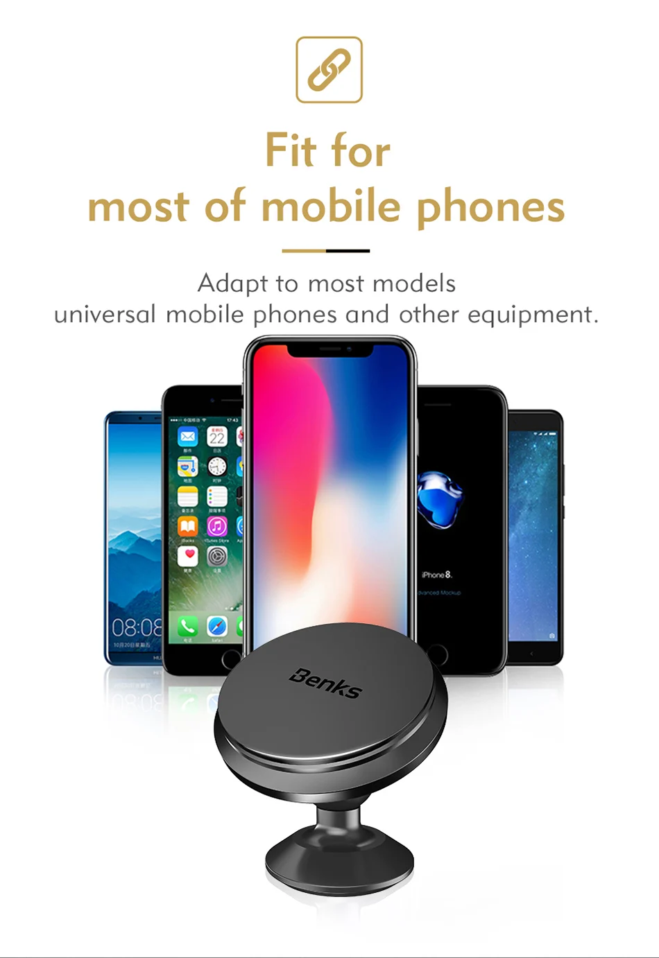 Benks Strong Magnetic Car Phone Holder Air Vent Mount Stand For iPhone X 8 7 6s Plus Samsung Aluminum Alloy Mobile Auto Bracket (9)