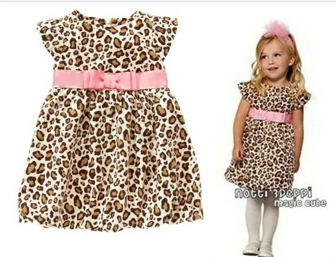 Летнее модное платье для девочек; леопардовое платье без рукавов с розовым поясом; хорошее качество - Цвет: Коричневый