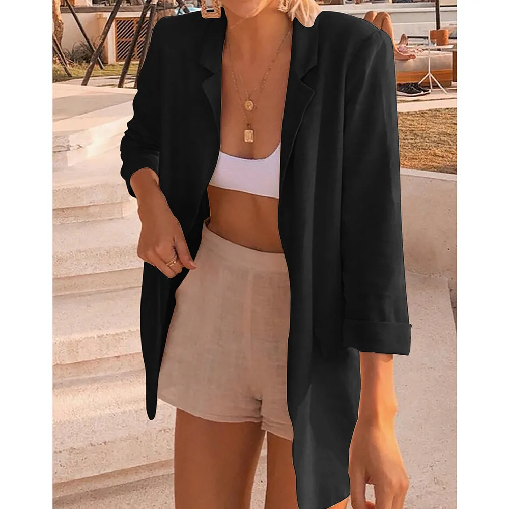 

Feitong 2019 Spring Women Blazer Office Ladies Solid Long Sleeve Loose Houndstooth Suit Blazer Casual Jacket Outwear Female