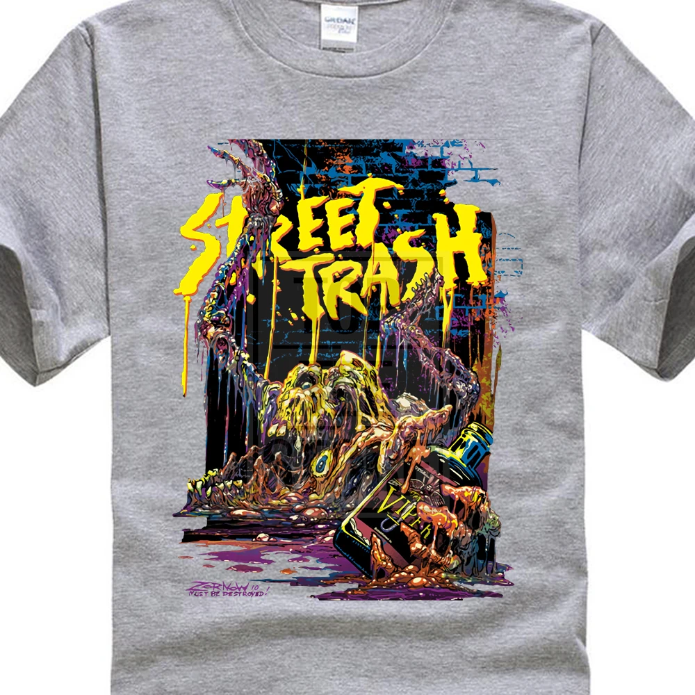 Fright Rags Street Trash фильм ужасов Футболка Черный Размер S до 4Xl - Цвет: Серый