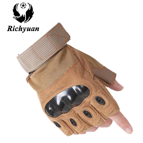 Richyuan тактические перчатки военные армейские принадлежности для страйкбола пейнтбола полиция углерод с твердыми костяшками перчатки с половинными пальцами - Цвет: Цвет: желтый