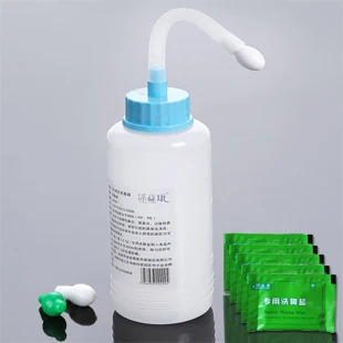 

Free shipping 300ml adjustable nasal wash adult children rhinitis nasal irrigation pot Nasal washing pot with 5pcs wash salt