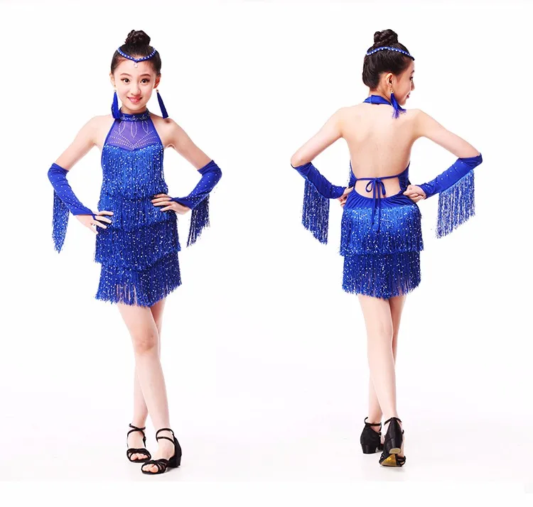 DB23905 Fringe latin dance dress-14