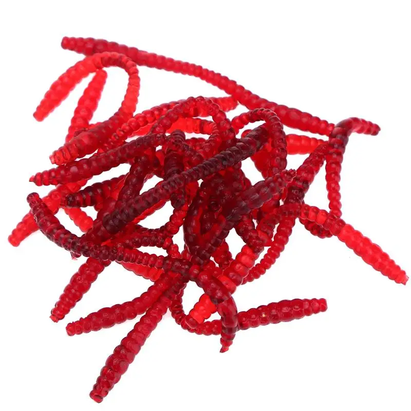 

20Pcs 6cm Simulation Earthworm Red Worms Rubber Artificial Fishing Lure Tackle Soft Bait Lifelike Fishy Smell Lures Red With Box