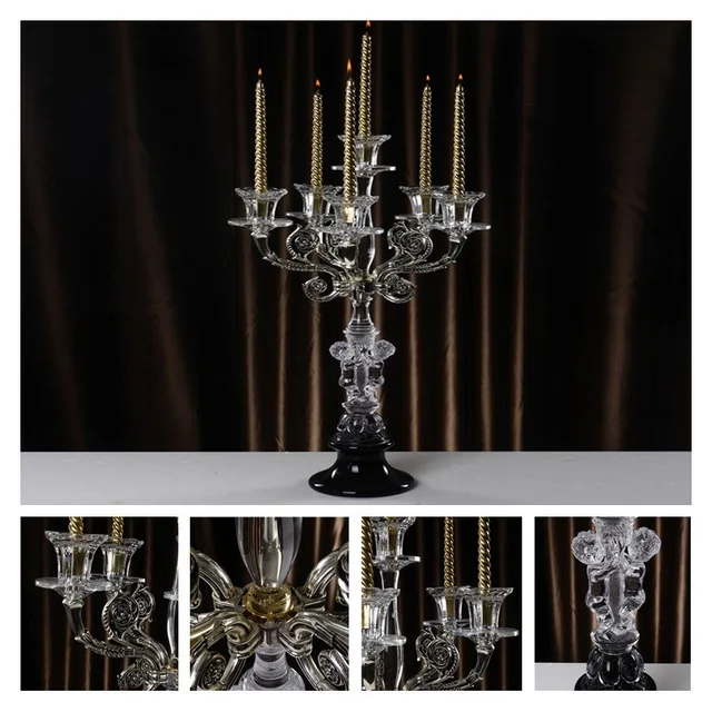 Crystal Candle Holder Retro 5 Arms Candelabra Candle Stand Wedding