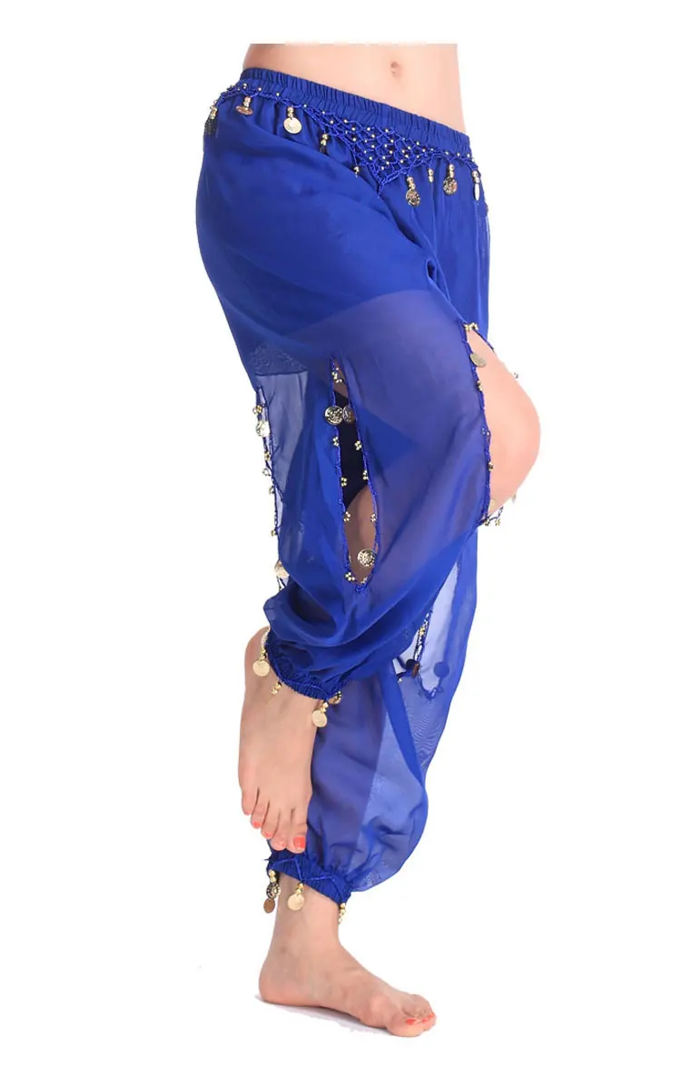 Танцевальные брюки для живота, 9 цветов, блестящие костюмы для танца живота, профессиональные индийские танцевальные костюмы - Цвет: royal blue