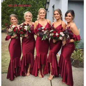 

Burgundy Bridesmaid Dresses Spaghetti Straps Mermaid Bridesmaid Dress Party Dresses Vestidos Para Festa De Casamento