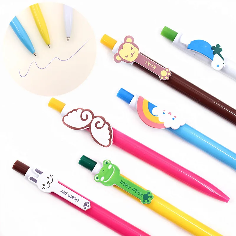 

50pcs Cute Kawaii Cartoon Animals 0.5mm Blue Ink Gel Pen Roller Pen Writing Tool School Office Supply Student Stationery
