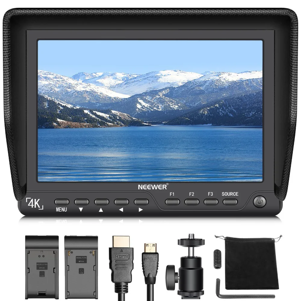 

Neewer 7 inches 4K HD On-Camera Field Monitor with HDMI Input Output Signals 10-Bit IPS Screen 1920X1200 High Resolution