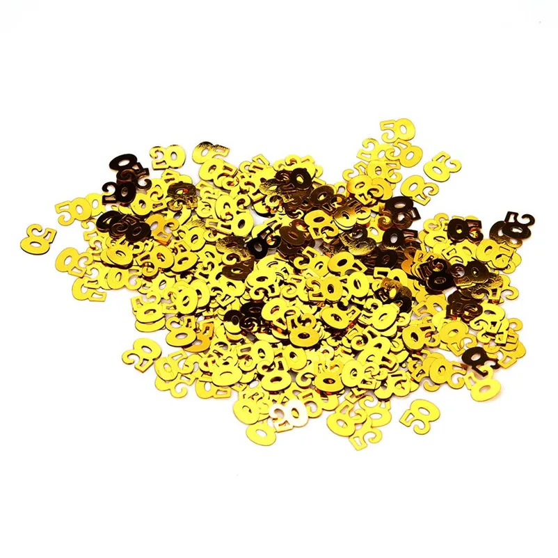 Gold Happy Birthday Confetti 30 40 50 60 70 80 Age Gold Number Decor Wedding Party Table Decoration Party Supplies S27 (6)
