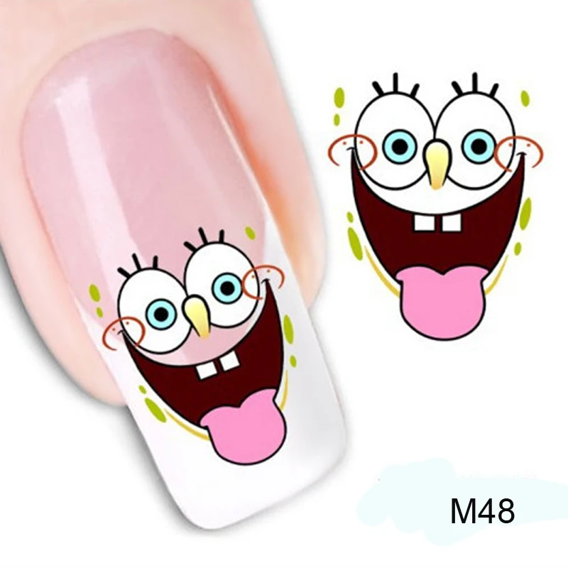 

1Pcs Cartoon Smiling Face Nails Water Sticker Art Water Decals Nagel Stickers Nail Art Decorations Stickers Christmas Nail Foil