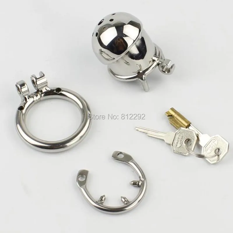 Skup Nowy mały mężczyzna Chastity Cage Penis Lock z kolczastym pierścieniem Sex zabawki urządzenie Chastity ze stali nierdzewnej dla mężczyzn Cock Cage