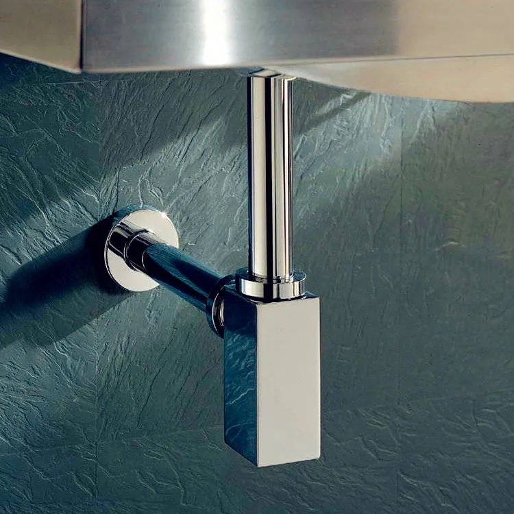 

Square Brass & Stainless Steel Pop-up Basin Waste Drain, Basin Mixer P-Trap Waste Pipe Into the wall drainage tube-siphon drain