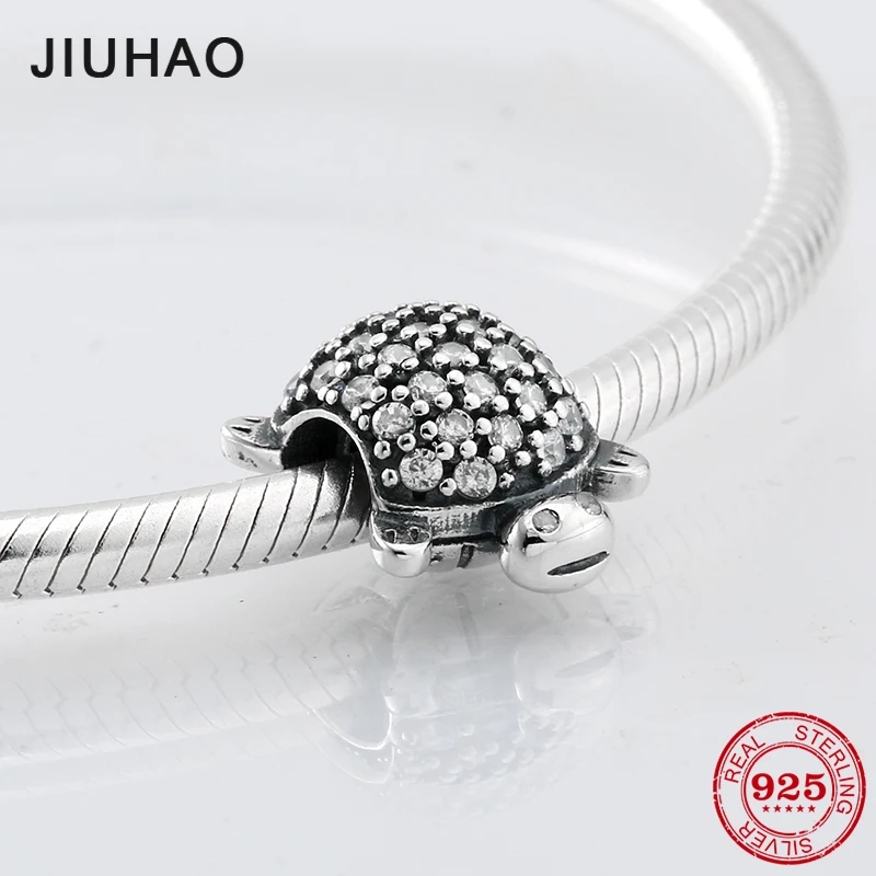 

Real cute turtle beads 925 Sterling Silver pave Crystal zirconia bead Fit Original Pandora Charm Bracelet Hot sale jewellery